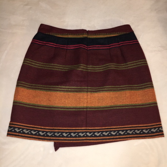 LOFT Burgundy-Multicolor western skirt Petite - Picture 2 of 5